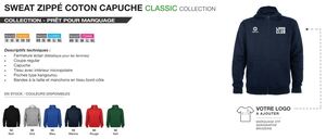 Sweat capuche avec Zip